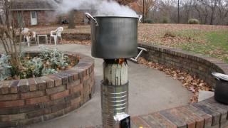 DIY vortex gasifier cookstove from coffee cans