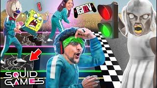 SQUID GAMES: BLIND Red Light Green Light vs. my WIFE! (FGTeeV Mobile Rip-off Challenge w/ Granny)