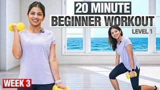 20-Min Full Body Strength Workout for Beginners | Guided Home Workout | Week 3