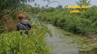 mancing getek!memang kalau mancing di parit berlumut bikin penasaran@Defh fishing