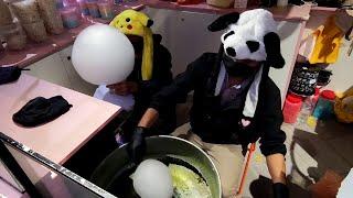 Panda bear and Pikachu make a Cotton Candy Art Hello Kitty Genting Highlands Kuala Lumpur Malaysia