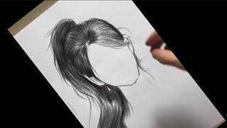 How to draw realistic hair with pencil step by step