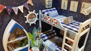 DIY Miniature dollhouse "Face the sky" - Cute nautical room for tiny BJD