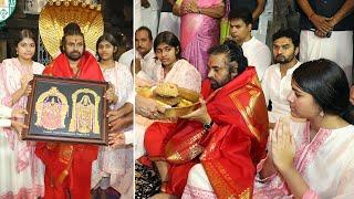 Pawan Kalyan With His Daughters Aadhya & Polena Anjana Special Pooja @ Tirumala | Manastars