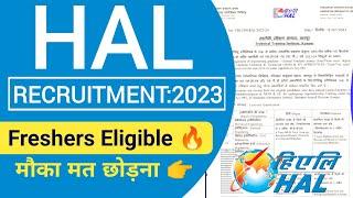 HAL Recruitment 2023 | Hindustan Aeronautics Limited Vacancy| Diploma & BTech Apprentice Recruitment