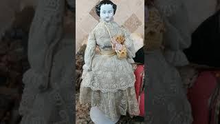 2 Antique German China Head Dolls - An 1860's & Civil War Doll & 1890's Fortune Teller Psychic Doll