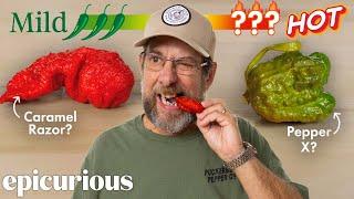 ‘Pepper X’ Creator Ed Currie Blind Tastes 12 of The World’s Hottest Peppers | Hot Takes | Epicurious