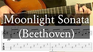 MOONLIGHT SONATA (First Movement) Full Tutorial with TAB - Fingerstyle Guitar