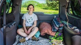 minimalist living the van life, in a 700$ stealth minivan camper conversion. 