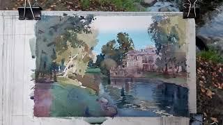 Lopukhinsky Garden, St. Petersburg. Акварельный этюд. Plein air watercolor