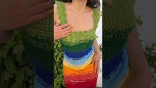 Crochet Rainbow Dress | Oscar de La Renta inspired crochet Selena Gomez dress 