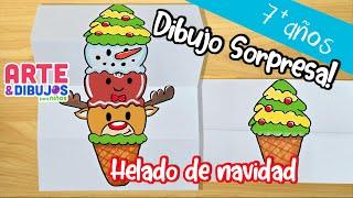 Como dibujar UN HELADO | DIBUJO SORPRESA NAVIDAD | Arte y Dibujos para Niños