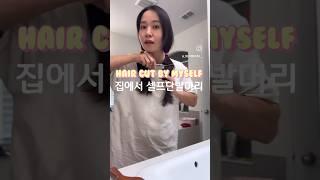 ️‍️셀프헤어컷 (feat.집에서심심하면) 내가왜 이러는지 몰라 #미국승무원 #셀프헤어 #머리자르기 #단발병 #무서워 #selfhaircut