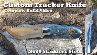 Branco Customs | Custom, beautiful Tracker Knife with maple burl handle - full build video