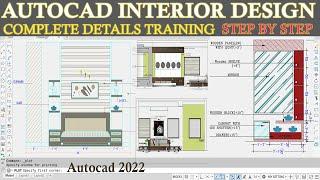 Autocad Interior Design Bedroom || Details with Dressing Table and Material