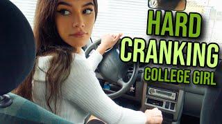 HARD CRANKING College Girl // cranking coldstart pedal pumping an old car