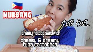 CHEESY & CREAMY CARBONARA/CHEESY HOTDOG SANDWICH  MUKBANG VLog#40