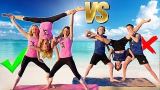 BOYS VS GIRLS 3 Person Yoga Challenge!