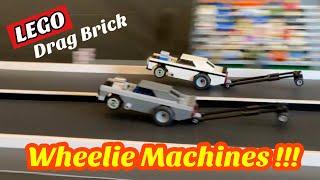 LEGO Muscle Car Drag Racing with Wheelies & Wrecks - DRAG BRICK Wheelie Machines - Real, Fast.