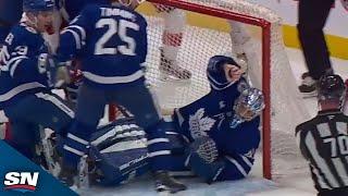 Maple Leafs' Anthony Stolarz Picks Puck Up With Bare Hands To Deny Late Red Wings Chance