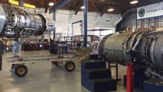 Transferring a JT8D jet engine to a transport stand - time lapse