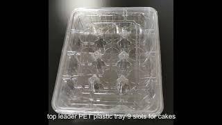 top leader PET plastic tray 9 slots for cakes