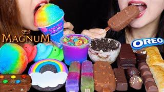 ASMR MAGNUM ICE CREAM BAR, RAINBOW GUMBALL SNOW CONE, M&MS ICE CREAM, GALAXY PUDDING, OREO MOUSSE 먹방