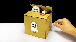 DIY Ghost Stealing Coin Bank From Cardboard [71] | ออมสินผีเก็บเหรียญจากลังกระดาษ