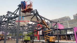 PVDF PVC Tensile Foil Structure Market Dining Area Roof Awning #architecture #roof #tent #marketing