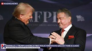 Donald Trump introduced by Sylvester Stallone at America First Policy Institute gala in Mar-a-Lago