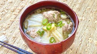 Miso Soup with Pork Meatballs - Japanese Cooking 101