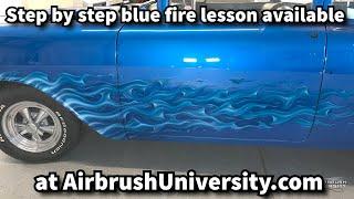 How to airbrush blue realistic fire.  Learn to paint blue true fire.