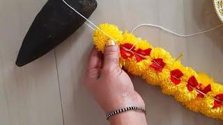 Simple and easy way to string flower | Garland Making At Home|Sevanthi Flower Mala