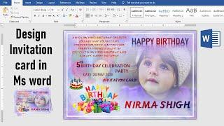 Design Professional Invitation card in ms word Tutorial || Pro level invitation card Design