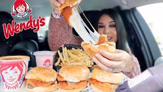 Trying Wendys NEW Italian Mozzarella Chicken Sandwiches, Garlic Fries, Peppermint Frosty MUKBANG