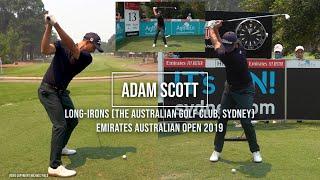 Adam Scott Golf Swing Long Irons (FO & DTL views) Emirates Australian Open, Sydney, December 2019.