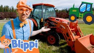 Blippi Explores A Red Tractor! Construction Vehicles Part 2 | Educational Videos For Kids