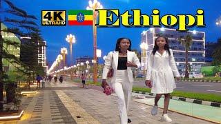 ፈጣን ለውጥ ለየት ያለ ውበት የታየበትን የAU መንገድ በማታ| Addis Ababa Walking Tour  [4K] Tourist attractiveness