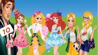 Disney Princesses Rapunzel, Ariel, Belle, Cinderella And Barbie Spring Funfair And Teen Rivalry