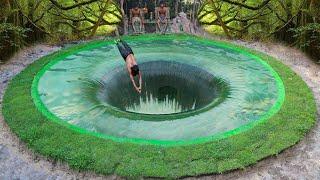 I Build Underground House Water Slide To Tunnel Underground Swimming Pools For hiding