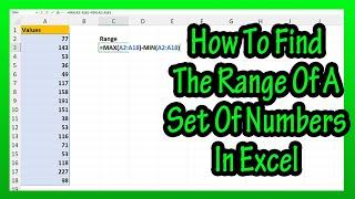 How To Find Or Calculate The Range Of A Data Set In Excel Explained