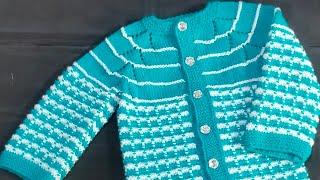 two colour sweater design for baby boy  | newborn baby ke sweater step by step | part - 1