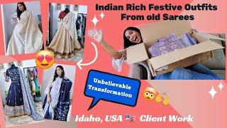 Rich Indian Festive Dresses & Lehenga Sets From OLD Sarees | Idaho, USA Client Work |OLD Saree Reuse