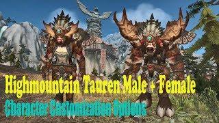Highmountain Tauren Male + Female Character Customization Options