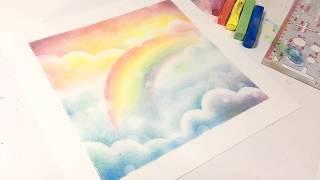 彩虹 簡易粉彩畫教學 // easy rainbow pastel art tutorial