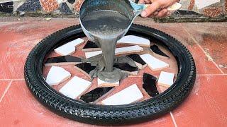 Amazing DIY Garden Coffee Table From Cement And Tires - Beautiful and Easy