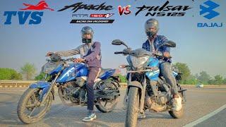 TVS APPACHE 160 4v VS BAJAJ PULSAR NS 125 || DRAG RACE || @DRAGGER_JATIN