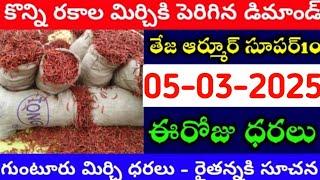 05-03-2025 గుంటూరు మిర్చి మార్కేట్ ధర || Today #mirchiRates In market ||  Mirchi Rate Increase ??