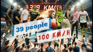 High-Speed Challenge: 39 People vs. 100km/h Ball from Footbot Machine!