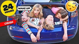 STAYING Overnight In A TESLA CHALLENGE With My CRUSH**FIRST KISS**| Elliana Walmsley